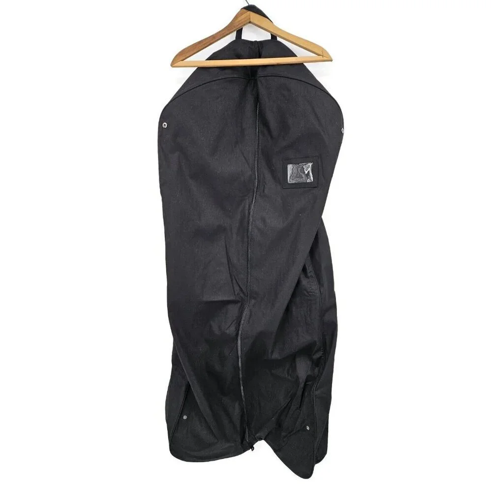 Chanel Black Canvas Garment Bag 23 x 49 Zippered Handles Snaps